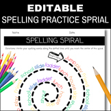 Editable Spelling Practice Spiral, Spelling List Template 