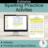 Editable Spelling Practice Worksheets, Word Study Activiti