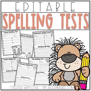 Preview of Editable Spelling Test Papers