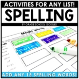 Spelling List Template, Editable Homework Practice Sheets,