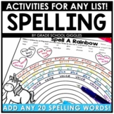 Editable Spelling Worksheets Practice Activities Homework 