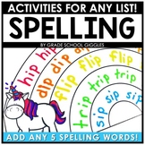 Editable Spelling Practice Activities, Worksheets, Homewor