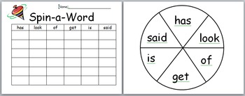 Preview of Editable Spin a Sight Word Center Game