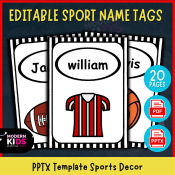 Preview of Editable Sport Name Tags - PPTX Template Sports Decor