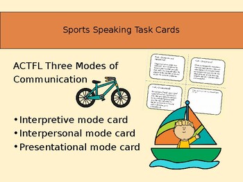 Preview of Editable Sports Speaking Task Cards for All Levels (ACTFL Modes)
