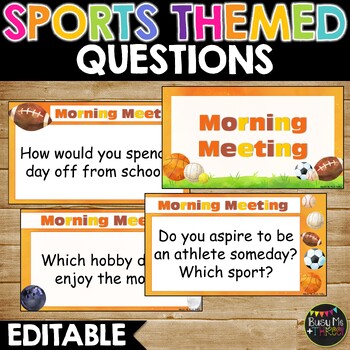 Preview of Editable Sports Themed Morning Meeting | Question of the Day | Sports