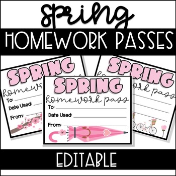 Preview of Editable Spring Homework Passes