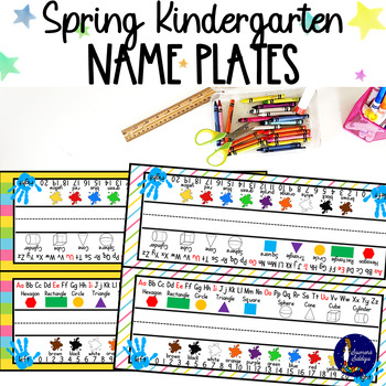 Preview of Editable Spring Kindergarten Desk Name Plates