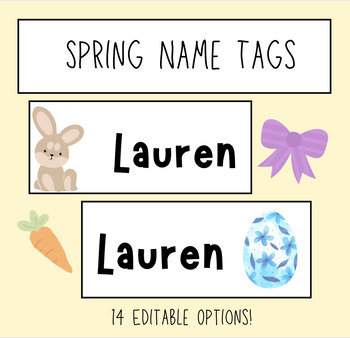 Preview of Editable Spring Name Tags | Bunnies & Eggs!