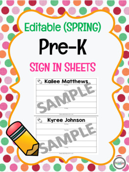 editable prek sign in sheets