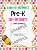 Editable Spring Pre-K Sign In Template