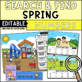 Editable Spring Search and Find Math Centers- Numbers, Add
