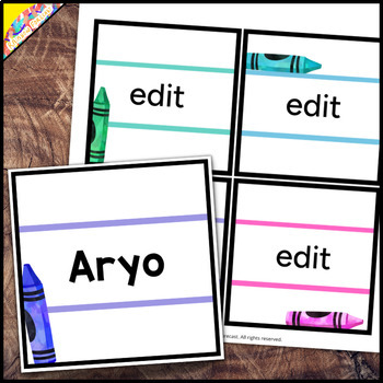 Editable 4 x 4 Square Colorful Classroom Student Desk Name Tags Template