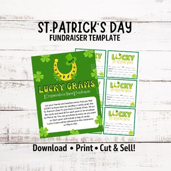 Preview of Editable St. Patrick's Day Candy Gram Fundraiser Flyer Template | Lucky Grams