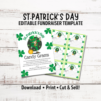 Preview of Editable St. Patrick's Day Candy Gram Fundraiser Flyer Template