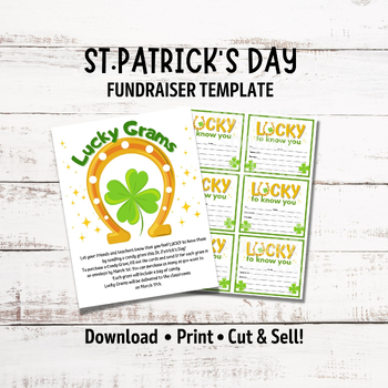 Preview of Editable St. Patrick's Day Candy Gram Fundraiser Flyer Templates | Lucky Grams