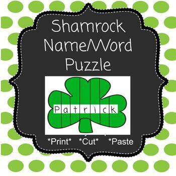 Preview of Editable St. Patrick's Day Craft Activty Name Sight Word Puzzle