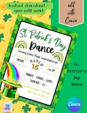 Editable St.Patrick's Day Dance Flyer, School PTO PTA, Soc