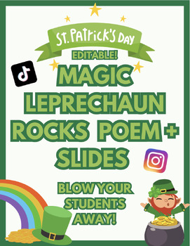 Preview of Editable St. Patrick's Day Leprechaun Rocks Poem & Slides