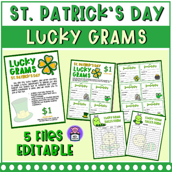 Preview of Editable St. Patrick's Day Lucky Grams Fundraiser | School Candy Gram Template