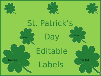 Preview of Editable St. Patrick's Day Shamrock Four Leaf Clover Labels