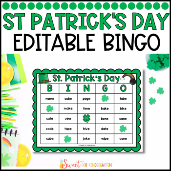Preview of Editable St Patricks Day Bingo Game Template | Phonics Activity Review Game