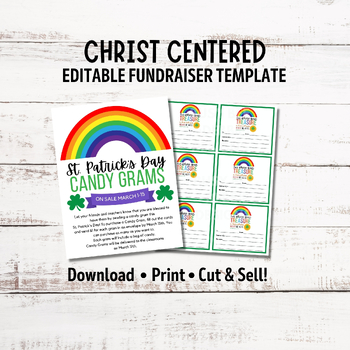Preview of Editable St. Patricks Day Candy Gram Flyer, Christ Centered Fundraiser