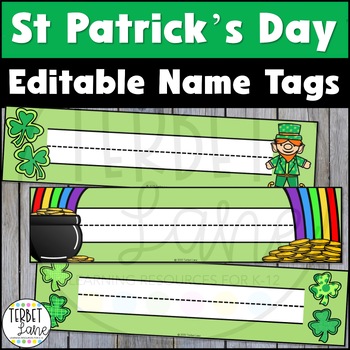 St Patricks Day Gift Tags Editable Labels Printable Shamrock Name Tags