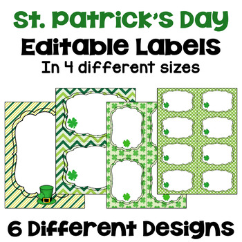 Preview of St. Patrick's Day Editable Labels