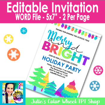 Preview of Editable Staff Holiday or Christmas Party Invitation for WORD