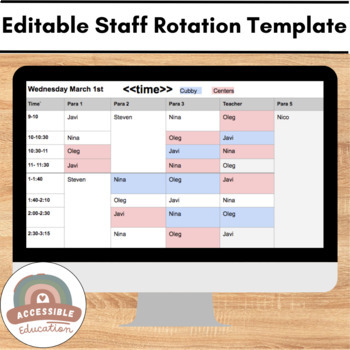 Preview of Editable Staff Rotation Schedule Template