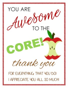 Preview of "You are awesome to the core!":Editable Staff appreciation resource