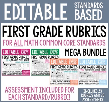 Preview of Editable Standards Based Rubrics & Assessments for ALL 1st Grade Math Standards