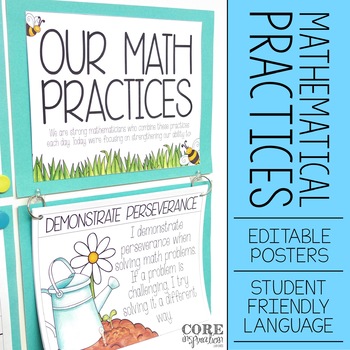 Preview of Editable Standards for Mathematical Practice Posters - Student Friendly Language