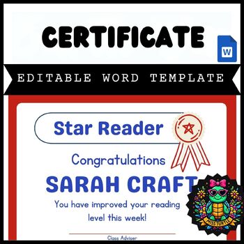 Preview of Editable Star Reader Certificate Templates for Microsoft Word 2024