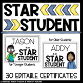 Editable Star Student Award Certificates