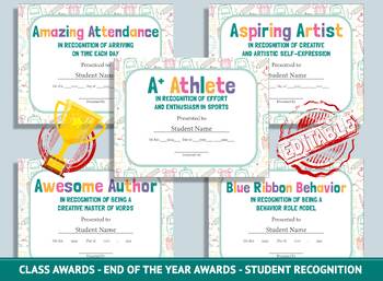 Preview of Editable Star Student Certificate, Annual Awards, End of School Year Awards