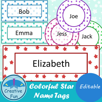 Editable Star Themed Name Tags by Creative Fun | TPT