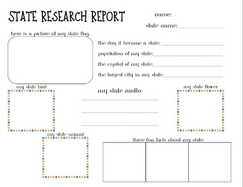 Preview of Editable State Research Report Worksheet - CANVA TEMPLATE
