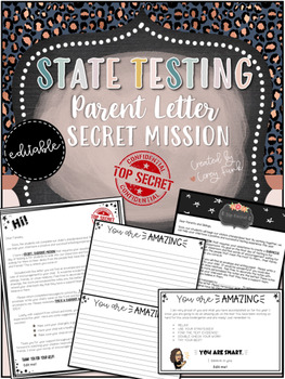 Preview of Editable State Testing Parent Letter Secret Mission to Motivate Students