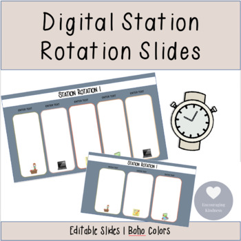 Preview of Editable Station Rotation Slides | Neutral Blues | Classroom Management