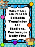 Polka Dot Editable Stations, Centers, or Daily 5 Management Pack
