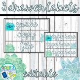 Editable Sterilite 3 Drawer Labels - Blue and Green Waterc
