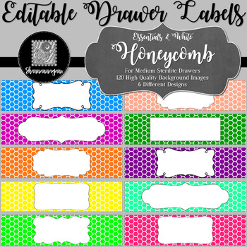Editable Sterilite Drawer Labels - Essentials & White: Honeycomb