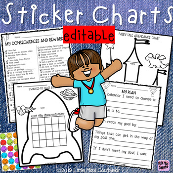 Preview of Editable Sticker Charts:  Behavior Consequences & Rewards 