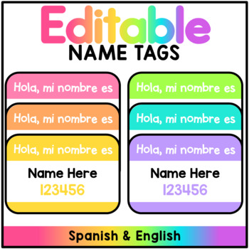 Preview of Editable Student Badges - Spanish & English