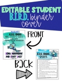 Editable Student Binder Cover- BIRD Peacock