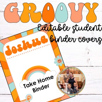 Preview of Editable Student Binder Covers in Groovy Boho Retro Classroom Theme