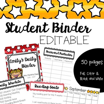 Preview of Editable Student Binder - Teaching Organization
