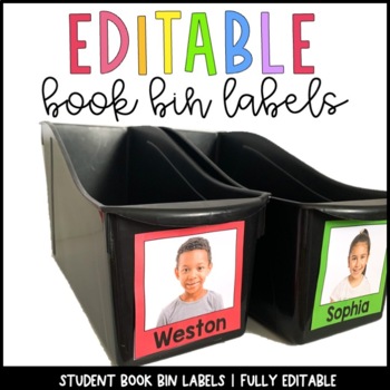 Preview of Editable Student Book Bin Labels | Real Pictures